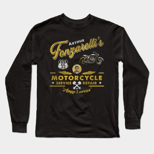 Fonzy Motorcycle Repair & Service Worn Out Long Sleeve T-Shirt